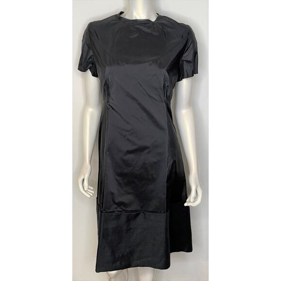 Shamask Black Silk Linen Dress 10 12 14 NWT $1600 Evening - Picture 1 of 16